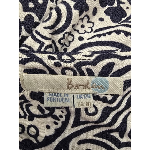 Boden Paisley Maxi Wrap Dress Black White Long Sleeve Boho Women US 10 classic - Picture 2 of 5